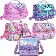 可爱卡通女孩午餐袋双层保温午餐袋大容量分层双拉链设计学校午餐袋适用于旅行出游野餐和户外活动 - 雙層午餐包 - 查看 1