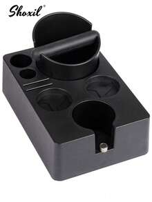 shoxil 1pc Espresso Tamper Station And Espresso Knock Box , Black Tamping Station Plastic Coffee Tamper Stand, Portafilter Holder For 51/53/58mm Espresso Machine Coffee Accessories - Black - View 13