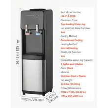 Top Loading Water Cooler Dispenser, Hot And Cold Water Dispenser For 3 Or 5 Gallons Bottles, Sturdy Stainless Steel And Child Security Lock, Ideal For Homes, Kitchens, Offices, Dorms, Black - 查看 7