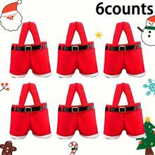 6pcs Santa Claus Pants Gift Bag - Made Of Red And White Polyester Fabric With A Gold Buckle, Perfect For Holiday Decoration, Party Gifts, Home And Kitchen Decor, Christmas Decoration, The Best Choice For Christmas