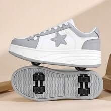 Teens' Roller Skates, 4-Wheel Detachable, Multifunctional Heelys For Boys, Casual Sports Shoes With Star Laces, Suitable For All Seasons