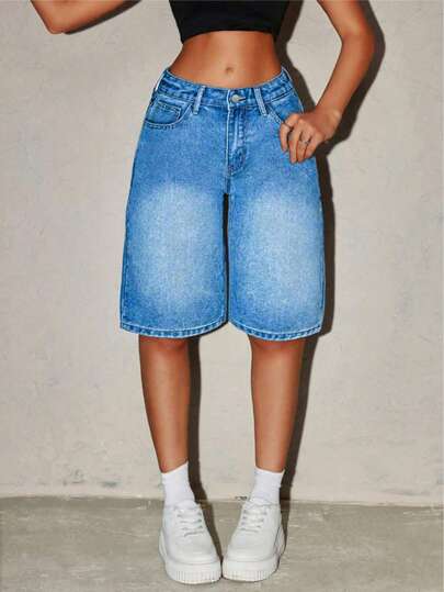 Casual Denim Button Fly Denim Shorts, Suitable For Home, Daily Wear, Vacation, Travel, Airport Outfit, Summer