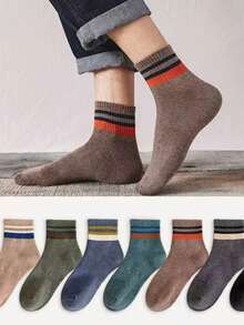 10 أزواج من جوارب الكاحل المخططة المتنوعة للرجال، قابلة للتنفس ومريحة للخريف/الشتاء