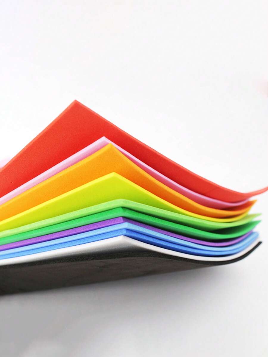 10pcs 2mm Thick, 20x30cm Colorful Sponge Paper Foam Paper With Glitter Plastic Paper, Assorted Colors, Suitable For Art And Craft School Projects, Scrapbooking, DIY Role Play, EVA Foam Paper Set For Handmade And DIY Arts - Multicolor - View 1
