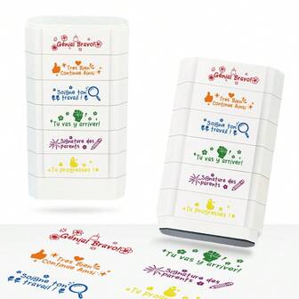 6-In-1 French Teacher Stamps, Teacher Motivation Stamps, Fun Encouraging Teacher Stamps, For Grading Classroom Assignments Tests, Student Behavior Rewards, Homework, Teacher Supplies, Christmas Teacher Gifts