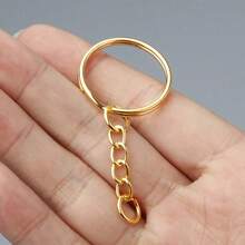 140个1英寸/25毫米链式钥匙圈、银钥匙链、带开口环的钥匙扣和珠宝制作连接器 - 金色 - 查看 7