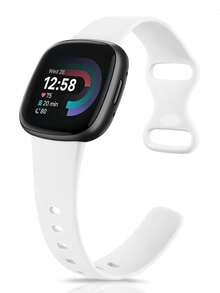 1pc Unisex White Color Sport Soft & Comfortable Silicone Watch Band, Compatible With Fitbit Versa 3, Watchband Compatible With Fitbit Sense/Sense 2, Simple Silicone Watch Strap For Fitbit Versa 4, Watchbands For Smartwatch