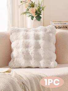 1个纯色蓬松抱枕套，多种颜色可选，毛绒表面，拉链封口，不含枕芯，适用于12x20/16x16/18x18英寸枕芯，可机洗，秋季装饰，房间装饰，返校季，学习用品 - 彩色 - 查看 2