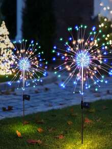 GICOOK 2/4 Pieces Of Solar Garden Lights, Solar Fireworks Lights, 60/120/240 LED Outdoor Waterproof Lawn Lights, Suitable For Garden, Wedding, Party, Courtyard, Holiday Decoration, Flashing Solar Lights In Multiple Colors