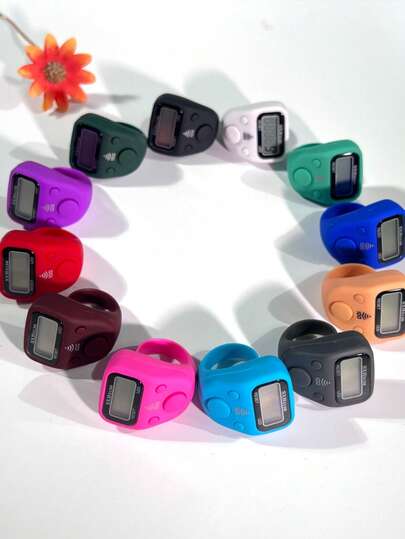 1pc Portable Finger Tally Counter With LED Light, Manual Ring Mini Counter With Hundred Reminder, Holiday Gift (Battery Not Included), Finger Tally Counter, Ring Electronic Button Timer, Student Business Finger Counter, Suitable For Knitting Counting, Multiple Colors Available