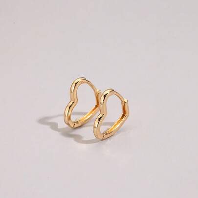 1pc Fashionable Gold Heart Shaped Stud Earrings, Suitable For Girls To Wear To Parties, Banquets, Festivals, Dates, Weddings And Other Occasions, Also An Ideal Birthday Or Back-To-School Gift