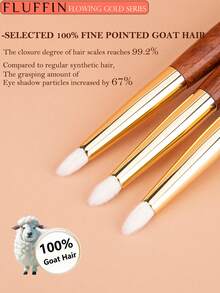 1支 FLUFFIN E09 眼影晕染刷，眼影晕染眼线细节化妆刷，100% 细尖山羊毛，铜箍和非洲红木手柄，化妆工具，眉刷，眼影刷，螺旋刷，赠品 - 紅木色 - 查看 3