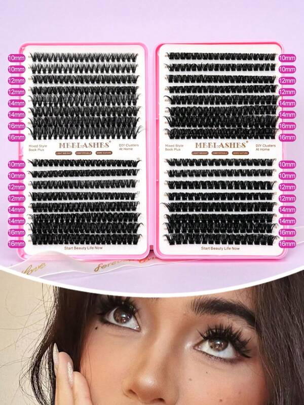 320 pièces Faux cils extra grande capacité 50D+60D+80D+100D Multi-taille, auto-adhésifs, doux et non irritants