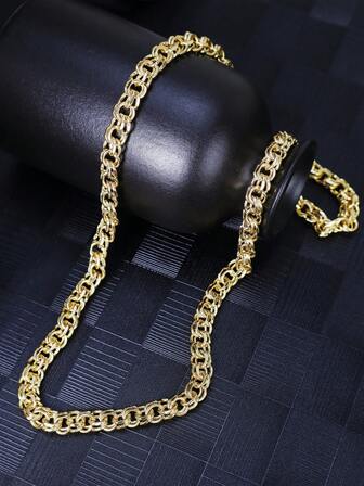 1 Piece Hip-Hop Punk Style Infinity Symbol 14K Gold-Plated Zinc Alloy Thick Chain Motorcycle Accessory