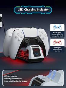 PlayStation 5 Controller Charging Dock, Elite Edition Charging Station With Protection Chip And RGB Ambient Light - Spider Pattern, Compatible With PlayStation 5 Wireless Controller Charging Base, Game Console PS 5 Slim Storage Stand, Gaming Accessories