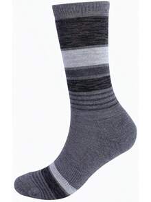 4-Pack Merino Wool Hiking Socks For Comfort And Durability - Black/Grey Stripe - View 11