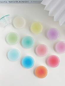 1 pièce Support de téléphone rond dégradé de couleur unie, support de téléphone pliable et télescopique de bureau créatif, support de téléphone adhésif extensible compatible avec , téléphone Android, cadeau pour anniversaire, famille, amis. Accessoires de téléphone avec poignée de téléphone à pousser-tirer. - Multicolore - Voir 2