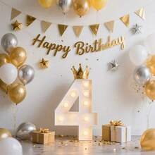 1pc 73/91cm Illuminated Number Light Box Frame, KT Board 0-9 Mosaic Number Light Box For Party Birthday Anniversary Decor, Large Mosaic Number, Number Frame, Number Blocks, Party Background Decor - 8/10pcs Warm Light