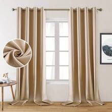 2 Panels Beige Faux Silk Blackout Curtains 52 X 108 Inch Champagne Gold Room Darkening Satin Thermal Insulated Window Drapes For Bedroom Indoor Nursery - 米色香檳色金色 - 查看 1