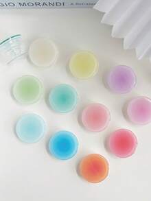 1 pièce Support de téléphone rond dégradé de couleur unie, support de téléphone pliable et télescopique de bureau créatif, support de téléphone adhésif extensible compatible avec , téléphone Android, cadeau pour anniversaire, famille, amis. Accessoires de téléphone avec poignée de téléphone à pousser-tirer. - Multicolore - Voir 1