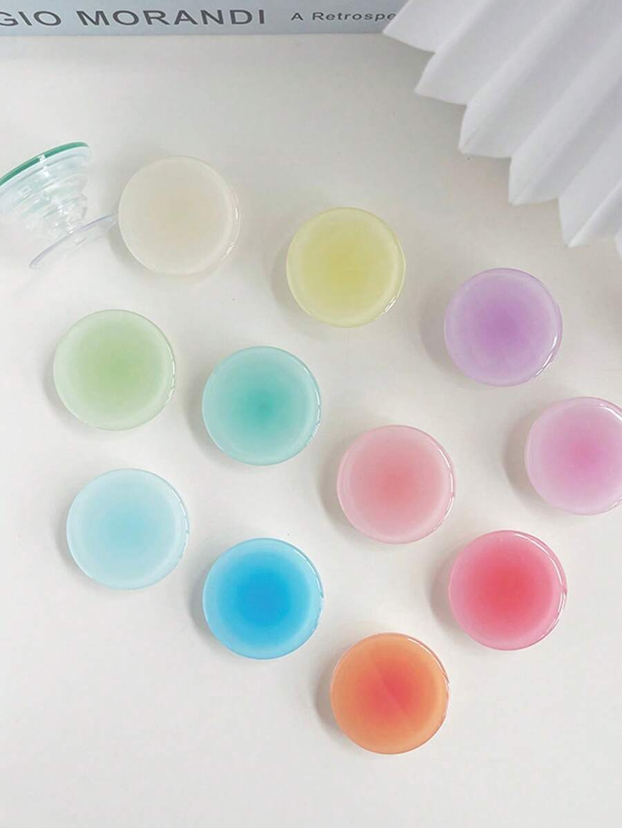 1 pièce Support de téléphone rond dégradé de couleur unie, support de téléphone pliable et télescopique de bureau créatif, support de téléphone adhésif extensible compatible avec , téléphone Android, cadeau pour anniversaire, famille, amis. Accessoires de téléphone avec poignée de téléphone à pousser-tirer. - Multicolore - Voir 1