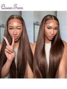 CEXXY New Glueless Wigs!Straight Brown Color #4 13*4 Chocolate Brown Straight Lace Front Wig Women Real Wigs Glueless Wigs Ready To Go 100% Human Hair Brown Wigs Pre Plucked Brazilian Natural Human Hair Brown Wigs For Women 180% Density - S4 - 查看 34