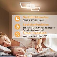 ZMH Ceiling Light LED Ceiling Light 32W Modern Design Black Metal Dimmable With Remote Control Living Room, Bedroom Light, Kitchen Light Suitable For Kitchen, Dining Room, Hallway, Ceiling Light, Living Room Light - White - View 6