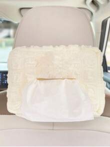 Puff Flower Car Tissue Box, Adhesive-Free Hanging Style Cute Car Interior Tissue Box, Desktop & Car Dual-Use Puff Pattern Tissue Box (Tissue Not Included)