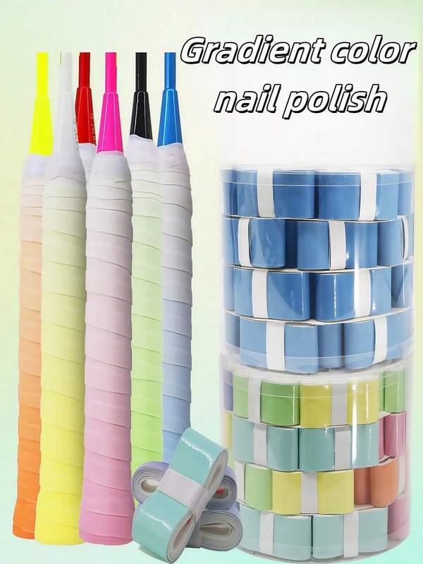 5pcs Elastic Non-Porous Flat Hand Rubber Single-Color Gradient Anti-Slip Moisture-Absorbing Netting Handle For Fishing Rod Grip, Sticky Handle Strap