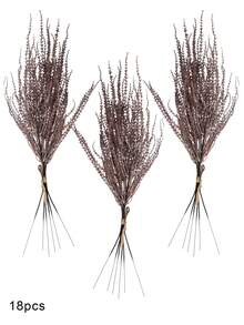 6/18 Pcs Artificial Grass Plants Wheatgrass Fake Grass Shrubs Plastic Grass Onion Grass Flowers UV Resistant Plants Bohemian Home Table Decor Rustic Farmhouse Party Home DIY Crafts Patio Flower Garden Farmhouse Flower Arrangements Table Centrepieces - Coffee Brown - View 15