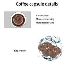 5 piezas Cápsula de café reutilizable, Colador de café. Incluye un cepillo + cuchara. El filtro está hecho de acero inoxidable 304 y el Body de la taza está hecho de PP. Compatible con cápsulas (ver imagen para modelos específicos). Adecuado para uso doméstico, oficina y camping al aire libre. Accesorios esenciales para el café.