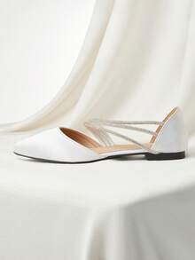 Giày bệt nữ được thiết kế với dải đá giả, khoét lỗ, giày mũi nhọn thời trang và thanh lịch cho mùa xuân và mùa hè, giày cưới màu trắng, giày khiêu vũ, giày chống trượt, giày dự tiệc đính đá giả gợi cảm, dép xỏ ngón khoét lỗ, giày ba lê màu trắng, giày làm việc, dép xỏ ngón, giày cô dâu, dép xỏ ngón nữ cho mùa hè, giày thoáng khí. Quà tặng Giáng sinh mùa đông cho ngày lễ tình nhân - trắng - Xem 3