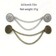 1pc/7pcs Sweater Clip Brooch Set, Vintage Sweater Collar Clips With Tassel Chain, Anti-Slip Shirt Collar Clips, Rhinestone Cardigan Clips