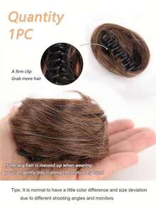1 Pc Women's Hair Buns Synthetic Straight Curly Mini Chignon Claw Clip Chignon Hair Messy Buns Updo Claw Clip In Hairpiece For Women - Multicolor - View 10