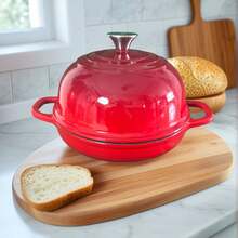 24cm emaillierter gusseiserner Dutch Oven - runder Deckel mit doppeltem Griff, ideal für selbstgemachtes Sauerteigbrot, Backen Zuhause (Brot/Desserts/Gebäck), Familienessen, Partyausstattung