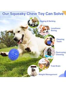 1PC Indestructible Squeaky Dog Ball, Relieves Anxiety, Cleans Teeth, Interactive Chew Toy For Aggressive Chewers, Dog Toy For Large Breeds, Outdoor Waterproof - Multicolor - View 2