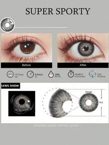 Nuevos lentes de contacto estéticos anuales oferta 2+1 gratis lentes multicolor diámetro 14.5mm 42% contenido agua naturales cómodos estéticos incluye caja solución pinza ideales para cosplay fotos fiestas reuniones sin graduación - K24-ojo de gato - Ver 5