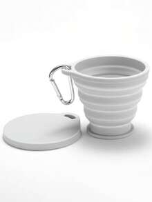 1个硅胶折叠旅行杯，带盖硅胶折叠露营杯，旅行硅胶折叠杯，伸缩杯，可重复使用可伸缩便携式饮水杯，便携式饮水杯，户外杯，运动杯，硅胶折叠杯，硅胶杯，带盖和钥匙扣的折叠杯，可轻松放入您的口袋、钱包、背包，不锈钢旅行折叠饮水器具 - 彩色 - 查看 14