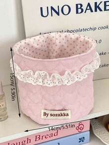 1 chiếc giỏ đựng đồ để bàn thanh lịch, giỏ đựng đồ tròn không nắp, giỏ đựng mỹ phẩm trang trí viền ren, giỏ hình trái tim, giỏ đựng đồ trang điểm kiểu dáng tươi mới, hộp đựng đồ nhỏ để bàn. - Nhiều màu - Xem 14