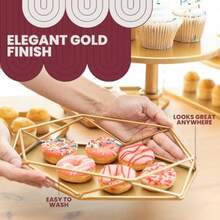 MANGORA BRANDS Gold Cake Stand Set 6Piece Dessert Display Set For Wedding Birthday Or Party Metal Gold Cake Stands For Dessert Table Elegant Tiered Serving Trays By Roppa10 - Gold - View 3