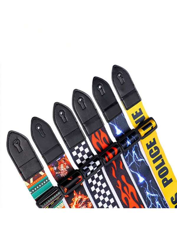 1pc Guitar Straps, Folk Electric Guitar Bass, Widened And Thickened For Both Boys And Girls, Non-Perforated Shoulder Straps, Polyester Printed Straps, Shortest 81cm, Longest 138cm