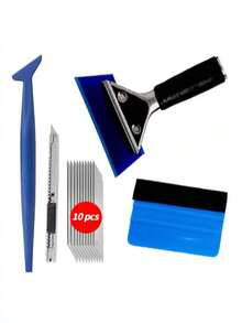 高效应用乙烯基包装工具、窗户贴膜工具、壁纸工具，配有 21 厘米和 10 号塑料毡刮刀和修剪器，适用于玻璃贴膜、汽车乙烯基、汽车色调、壁纸粘贴 - 藍色+綠色 - 查看 15