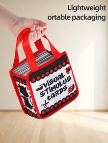 0-12 Months Baby Early Education Handheld Cloth Cards, Black & White/Colorful/Red & Black 3 Classic Contrast Color Geometric Patterns, Basic Symbol Strengthens Visual Focus, Soft Cloth Material, Comes With Simple Storage Bag, Visual Training Tool, Christmas, Halloween, Thanksgiving Gift, Parent-Child Party Cognitive Game (Recommended For 0-6 Months)