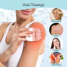 1pc Multi-Functional Ice & Heat Massage Roller, 2-In-1 Beauty Cold Therapy Device, Facial Massager, Cooling Skincare Tool - Pink - View 7