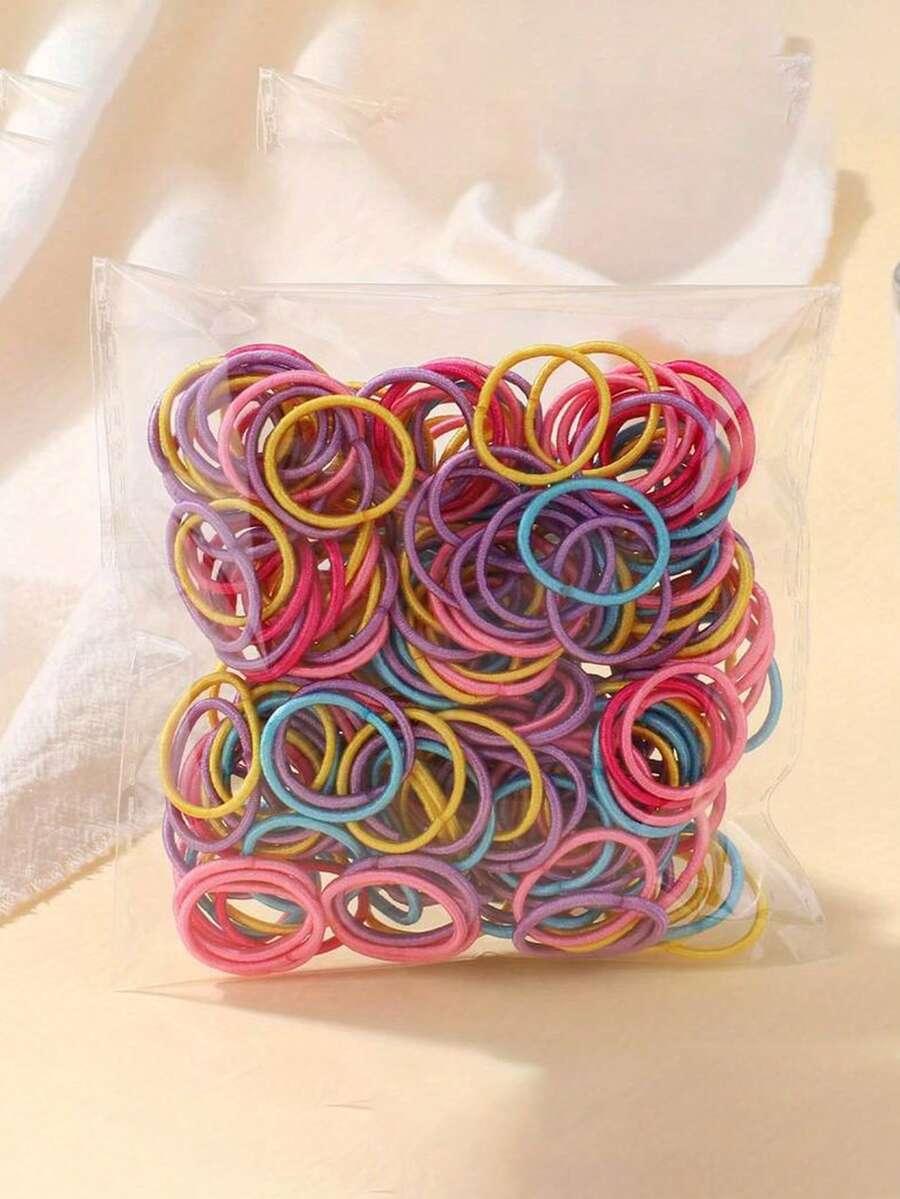 100 buc/pachet elastice de păr în culorile bomboanelor pentru bebeluși și copii, benzi de păr de înaltă elasticitate, care nu dăunează, accesorii de păr la modă pentru zi cu zi și sărbători - Multicolor - Vizualizare 1