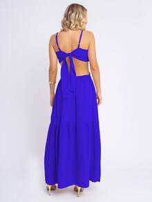 Long Party Dress Low-Cut Tank Top Elegant Summer - Màu xanh lam - Xem 5
