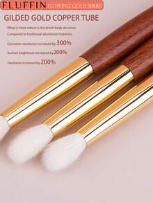 1pc FLUFFIN E15 Goat Hair Tie Dye Brush, Tapered Eyeshadow Blending Brush, Rose Gold Wooden Premium Makeup Brush, Eyebrow Brush, Eyeshadow Brush, Spiral Brush,Giveaways - Redwood - View 4