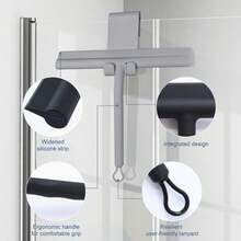 Silicone Shower Squeegee, Squeegee For Shower Glass Doors, Home Bathroom Floor Mirror Cleaner, Resilient Loop - No-Drill & Hanging Hook, Cleaning Tool For Home, Kitchen, Bathroom & Car - Multicolor - View 7