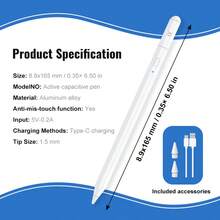 Active Stylus Pen Compatible With IPad, Fast Charging, Tilt Sensitive, High Precision, Suitable For 2018-2025 IPad 11/10/9/8/7/6, Pro 12.9/11/13 Inch M 4, Air 3/4/5/M2/M3, Mini 5/6, White