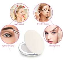 White Sunlight LED-Lit Travel Makeup Mirror | 1X/5X Dual Magnification, 5-Inch Large Clear Mirror | 3 Color Temperatures, Touch Dimmable, Eye-Friendly | Foldable Portable, Magnetic Auto-Off | Type-C Rechargeable, Travel Essentials, Gift-Ready - 白色的 - 查看 7